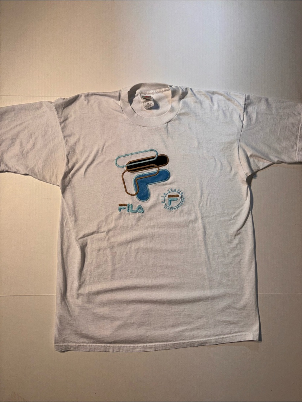 Vtg Fila Italia International Embroidered Logo Tennis Soccer 90’s Tee XL Italy